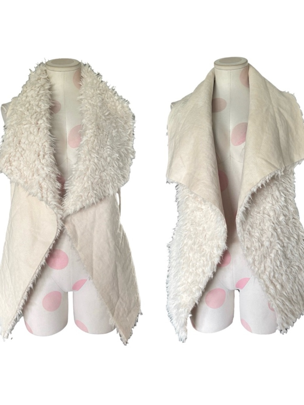 NWT Cozy Chic Reversible Faux Fur Vest - Cream S/M